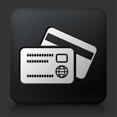 Black Square Button with Debit & Credit Cards Icon