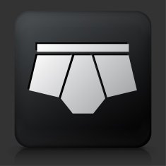 Black Square Button with Underwear Icon N3