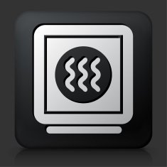 Black Square Button with Dryer Icon