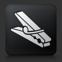 Black Square Button with Clothes Clip Icon