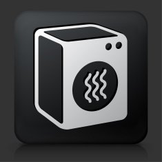 Black Square Button with Dryer Icon N2