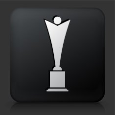 Black Square Button with Trophy Icon