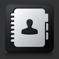 Black Square Button with Contact Book Icon N2