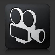 Black Square Button with Film Camera Icon N3
