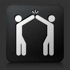 Black Square Button with High Five Icon