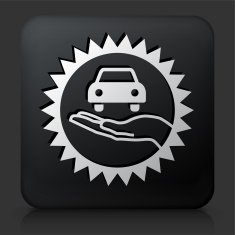 Black Square Button with Car Emblem Icon