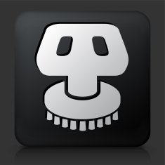 Black Square Button with Car Wash Brush Icon
