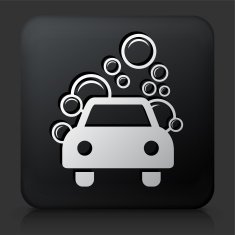 Black Square Button with Car Wash Icon