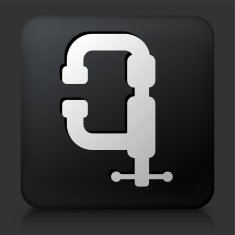 Black Square Button with Table Mount Icon