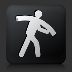 Black Square Button with Carrying Rug Icon