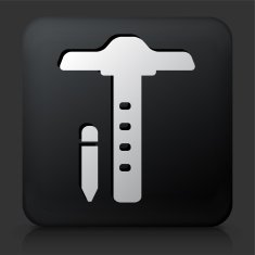 Black Square Button with Sketching Tools Icon