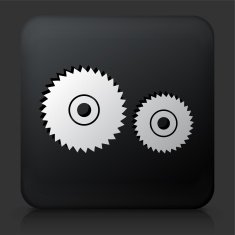 Black Square Button with Gear Icon