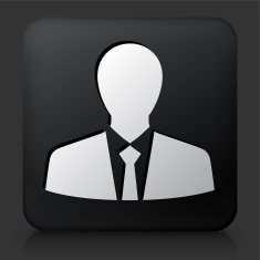Black Square Button with Businessman Profile Icon
