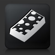 Black Square Button with Sponge Icon