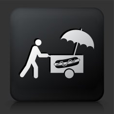 Black Square Button with Hotdog Stand Icon