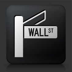 Black Square Button with Wall Street Icon
