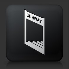 Black Square Button with Subway Entrance Icon