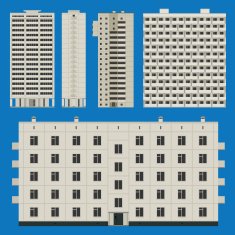 Buildings set with block houses