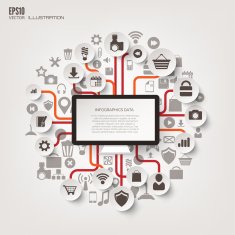 Icon tree Flat abstract background with web icons Interface symbols