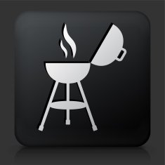 Black Square Button with Grill Open