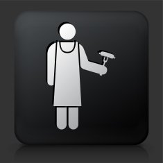 Black Square Button with Grill Person