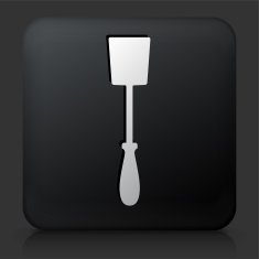 Black Square Button with Grill Spatula