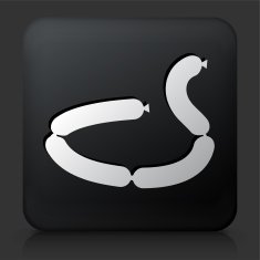 Black Square Button with Sausages