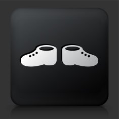 Black Square Button with Baby Shoes