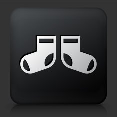 Black Square Button with Baby Socks
