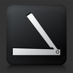 Black Square Button with Straight Razor