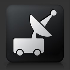 Black Square Button with Satellite Dish Machine