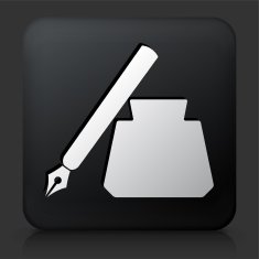 Black Square Button with Ink Pen N2