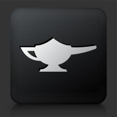 Black Square Button with Magic Lamp Icon