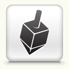 White Square Button with Dreidel Icon