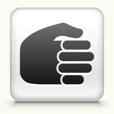 White Square Button with Fist Icon