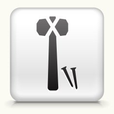 White Square Button with Hammer & Nails Icon