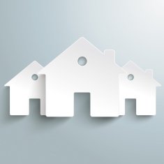 Three White Paper Houses Background
