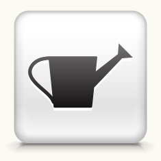 White Square Button with Watering Can