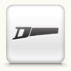 White Square Button with Hand Saw