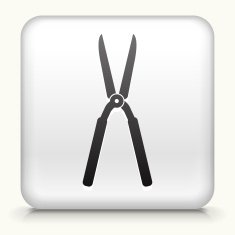 White Square Button with Gardening Scissors