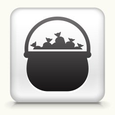 White Square Button with Halloween Candy Pot