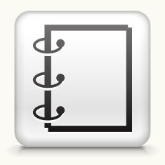 White Square Button with Binder Icon
