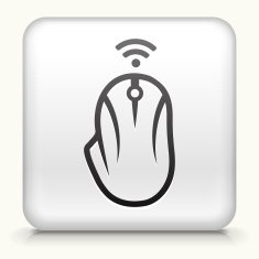 White Square Button with Computer Mouse Icon N2