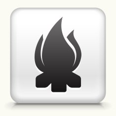 White Square Button with Campfire Icon