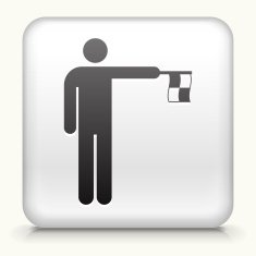White Square Button with Referee Icon