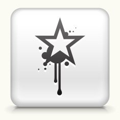 White Square Button with Graffiti Star