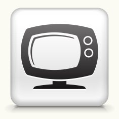 White Square Button with Television Icon N3