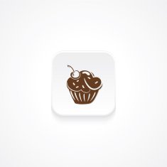 Modern Flat Rounded Square icon With Shadow And Cupcake