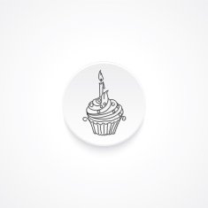 Modern Flat Round icon With Shadow And Cupcake