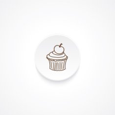 Modern Flat Rounde icon With Shadow And Cupcake